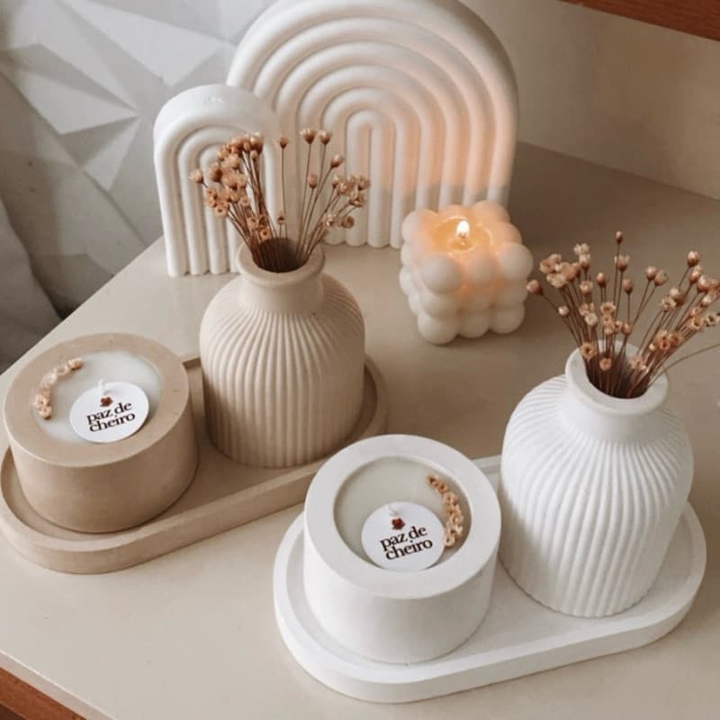 Kit Decorativo AESTHETIC - Vaso Escultural + Bandeja Organizadora Moderno