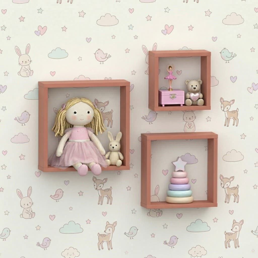 Kit Nichos Decorativos Conjunto com 3 Nichos Quadrados para Quarto, Sala, Banheiro e Cozinha