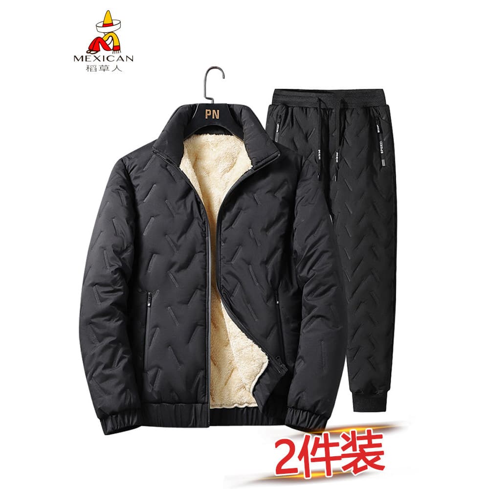 Espantalho forro de lã terno inverno masculino à prova de frio quente jaqueta acolchoada masculina engrossado esportes c