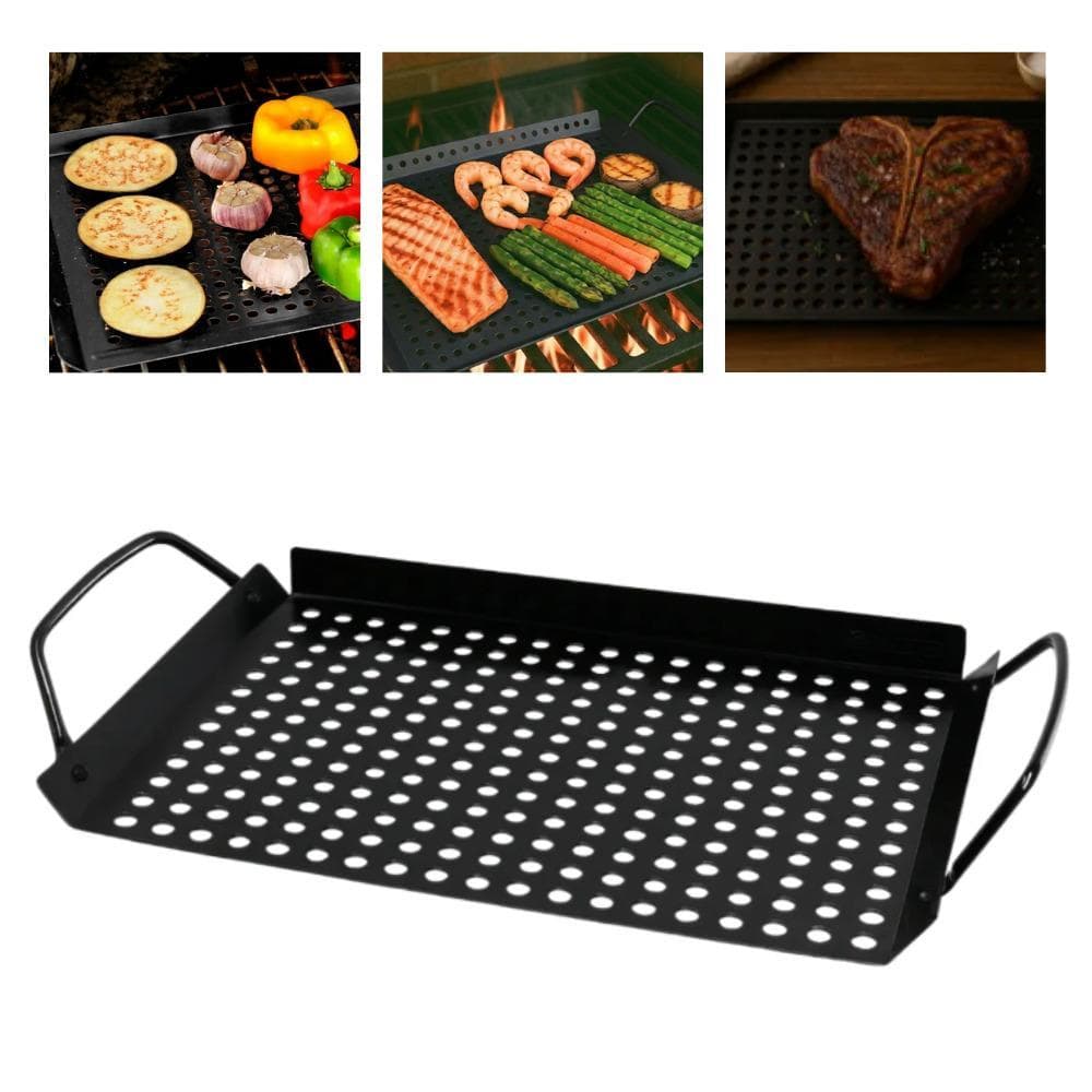 Grelha para Churrasqueira Bandeja Grill Inox para Carnes Legumes Peixes e Frutos do Mar