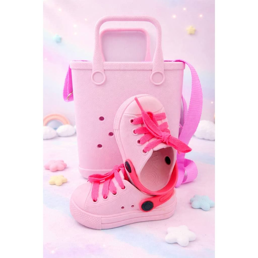 Kit Tenis Mule Papete Slip  + Bolsa Charmosa Menina Premium Pe No Pano