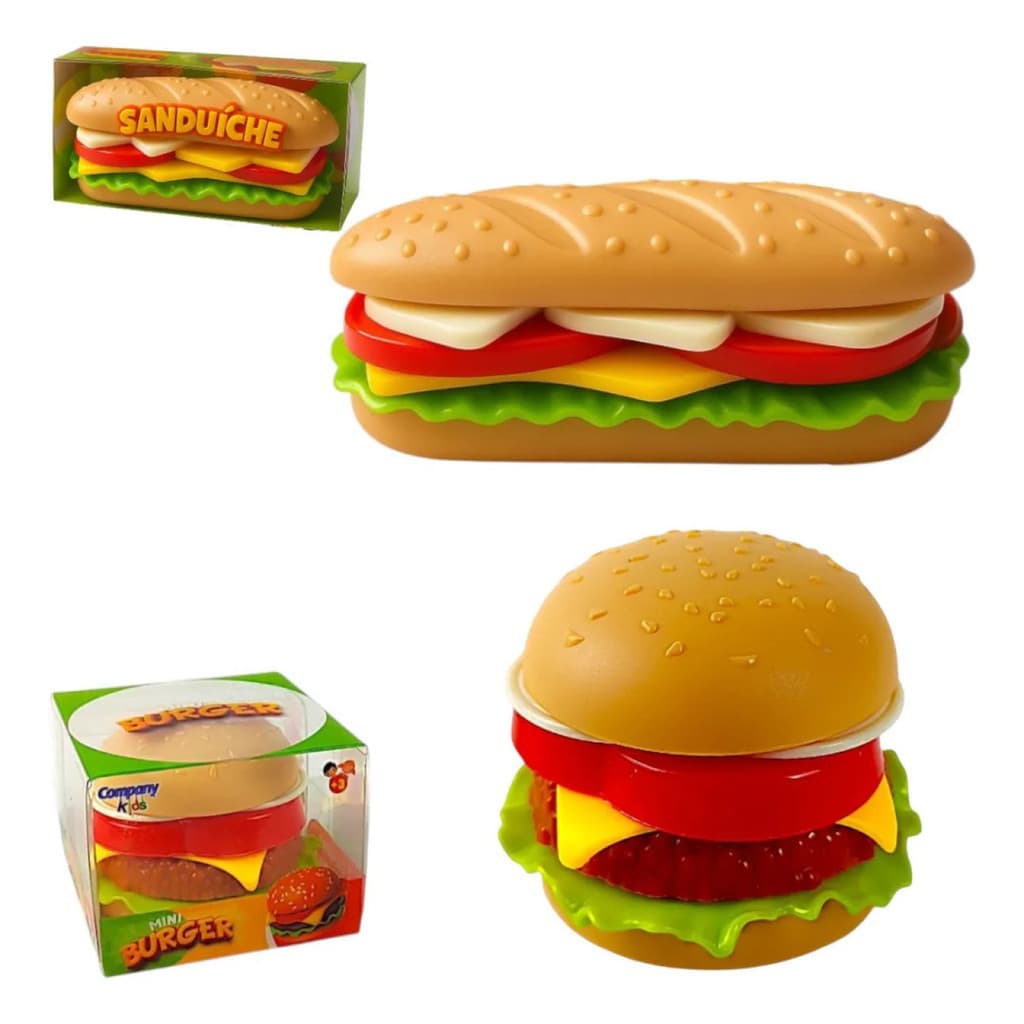 Kit Mini Hambúrguer E Sanduíche Monta E Desmonta Brinquedo