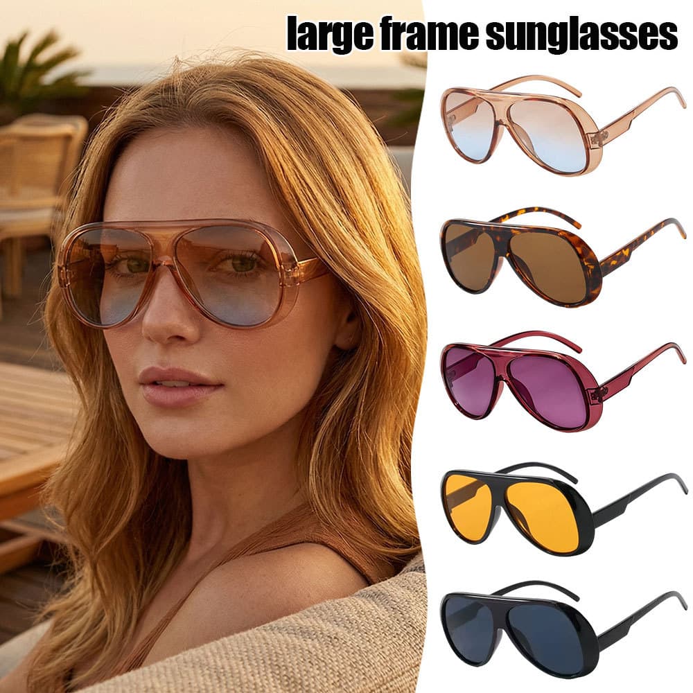 🔥Óculos De Sol Grandes Com Proteção UV Moda Vintage Unissex Armações Para Viagem