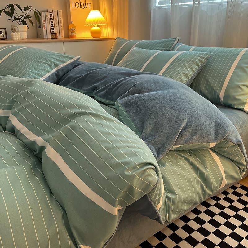 Ab lado única capa de edredão peça única inverno Coral velo inverno colcha capa 180cm x 220cm leite velo quatro peças co