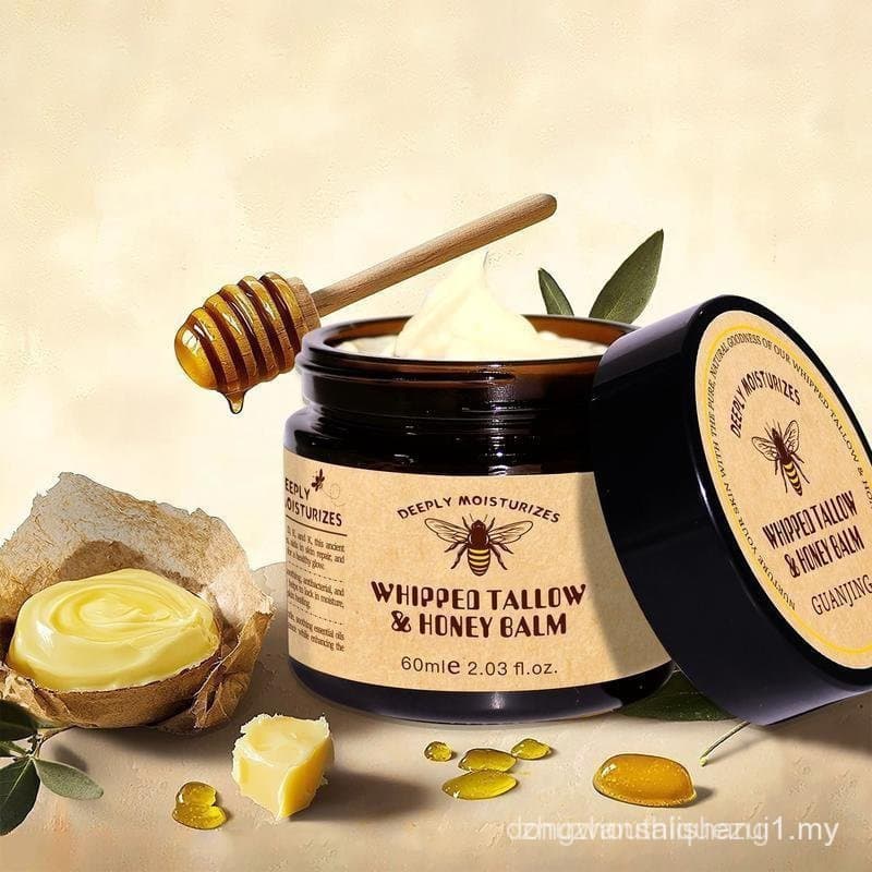 Creme Bálsamo de Sebo de Boi e Mel – Hidratante 100% Natural que Hidrata e Nutre a Pele, Mistura de Sebo de Boi de Anima