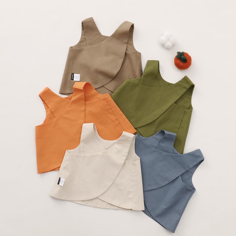 Verão ins nórdico Retro bebê algodão linho leve volta Cardigan pequeno colete bebê das mulheres dos homens sem mangas mo