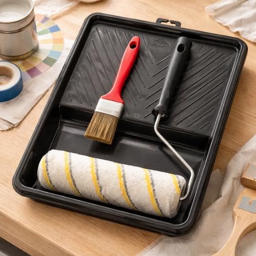 Kit Pintura Rolo 23 Cm+ Cabo+1 Pincel 2 Poleg +bandeja Lã