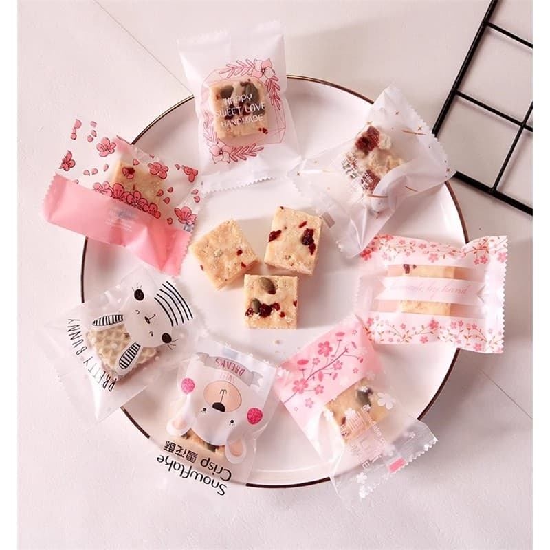 Saco de embalagem de pastelaria de floco de neve botão de biscoito saco de biscoito fosco máquina de selagem saco de coz