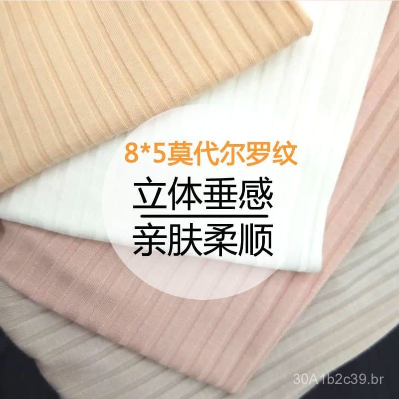 Tecido canelado modal 8*5, tecido de malha canelada de viscose elástica, tecido para camisetas de camada base e regatas.