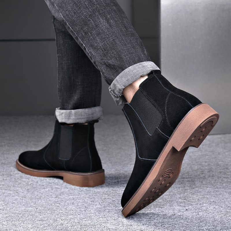 Novo estilo de couro genuíno Chelsea Martin botas masculinas casuais de alta qualidade camada de dedo do pé botas curtas