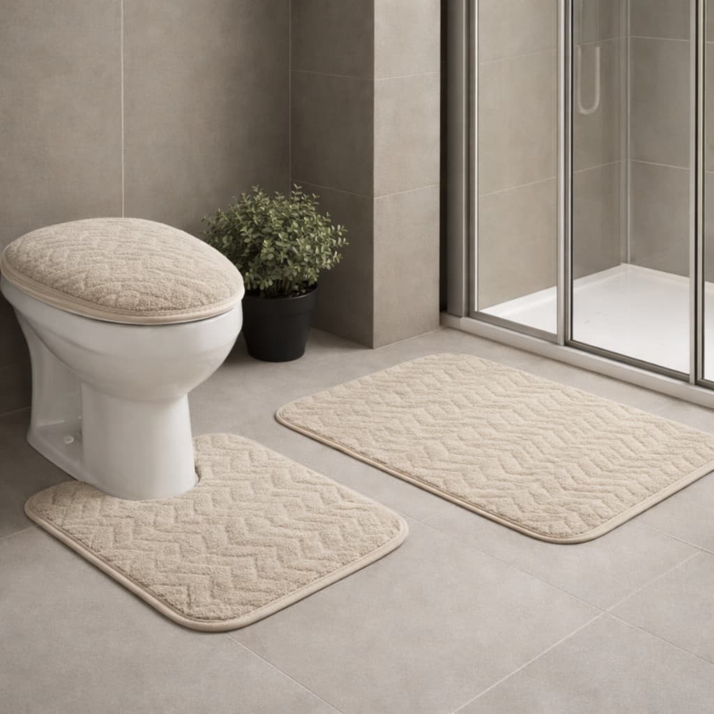 Jogo de Banheiro Kit Tapete 3 Peças Antiderrapante Macio Absorvente Lavável para Box e Vaso Sanitário