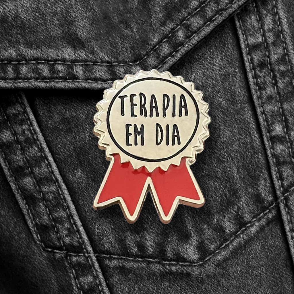 Pin de Metal Terapia em dia Broches para Mochila e Roupas Psicologia
