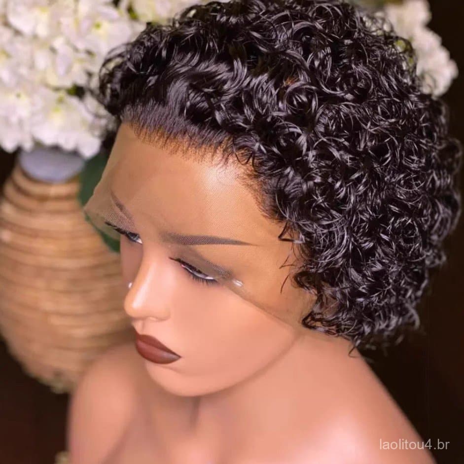 Moda curto encaracolado peruca feminina africana senhoras curto cabelo encaracolado pequeno cabelo encaracolado fibra qu