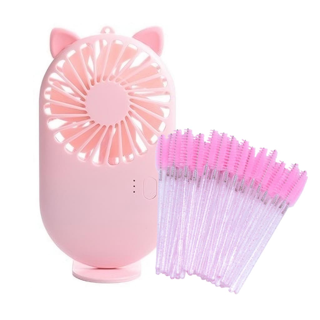 Mini Ventilador Usb Alongamento De Cílios + 50 Escovinhas