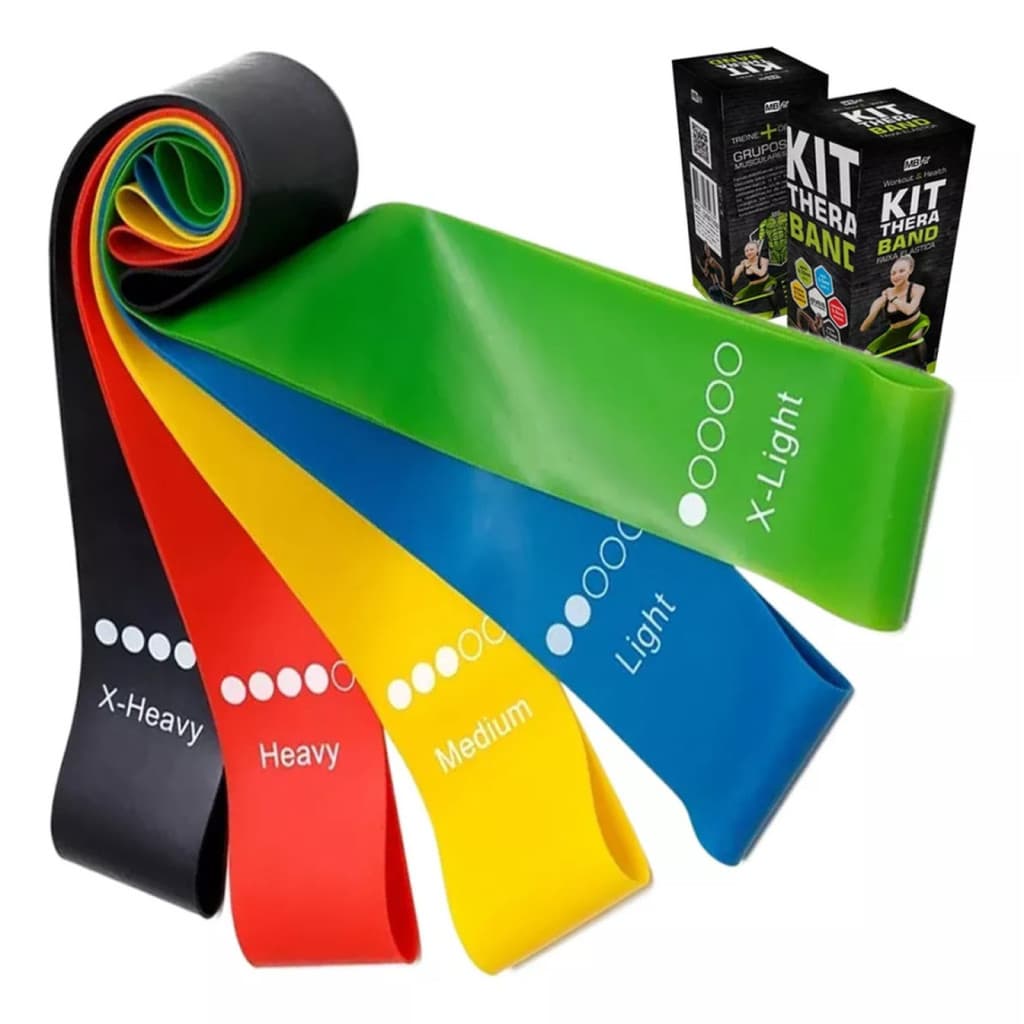 Faixas Elasticas Mini Band Kit 5 Para Exercicios Fitness