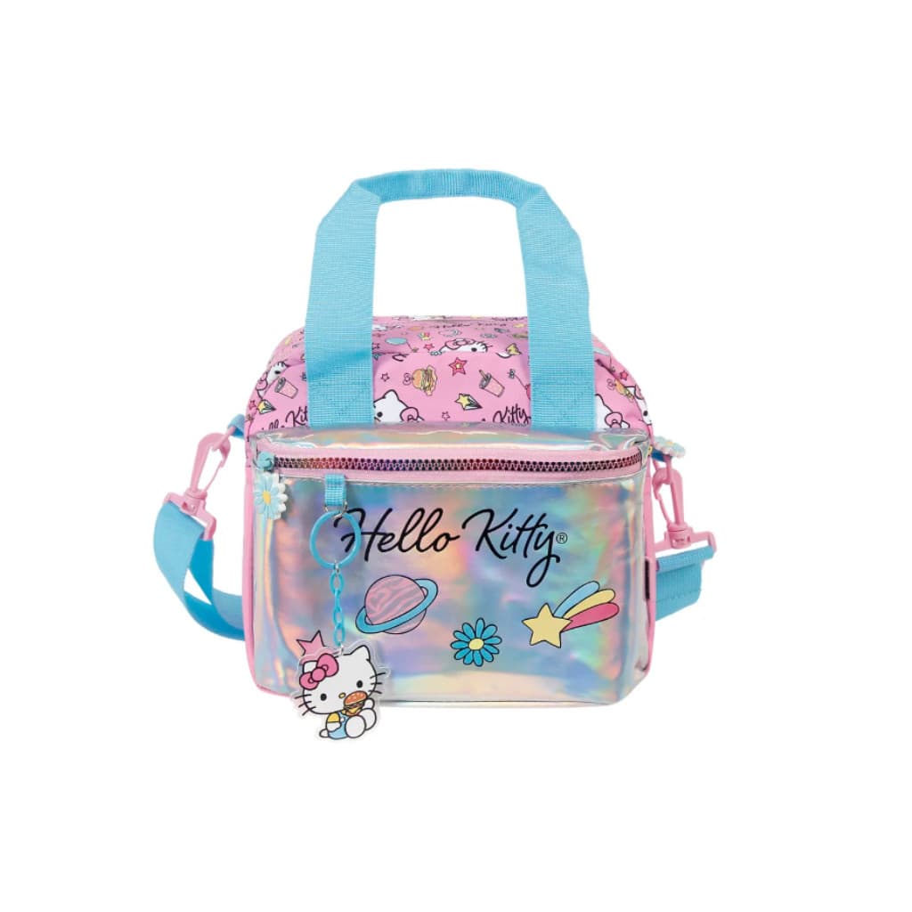 Lancheira Escolar Hello Kitty Holográfico com Patches