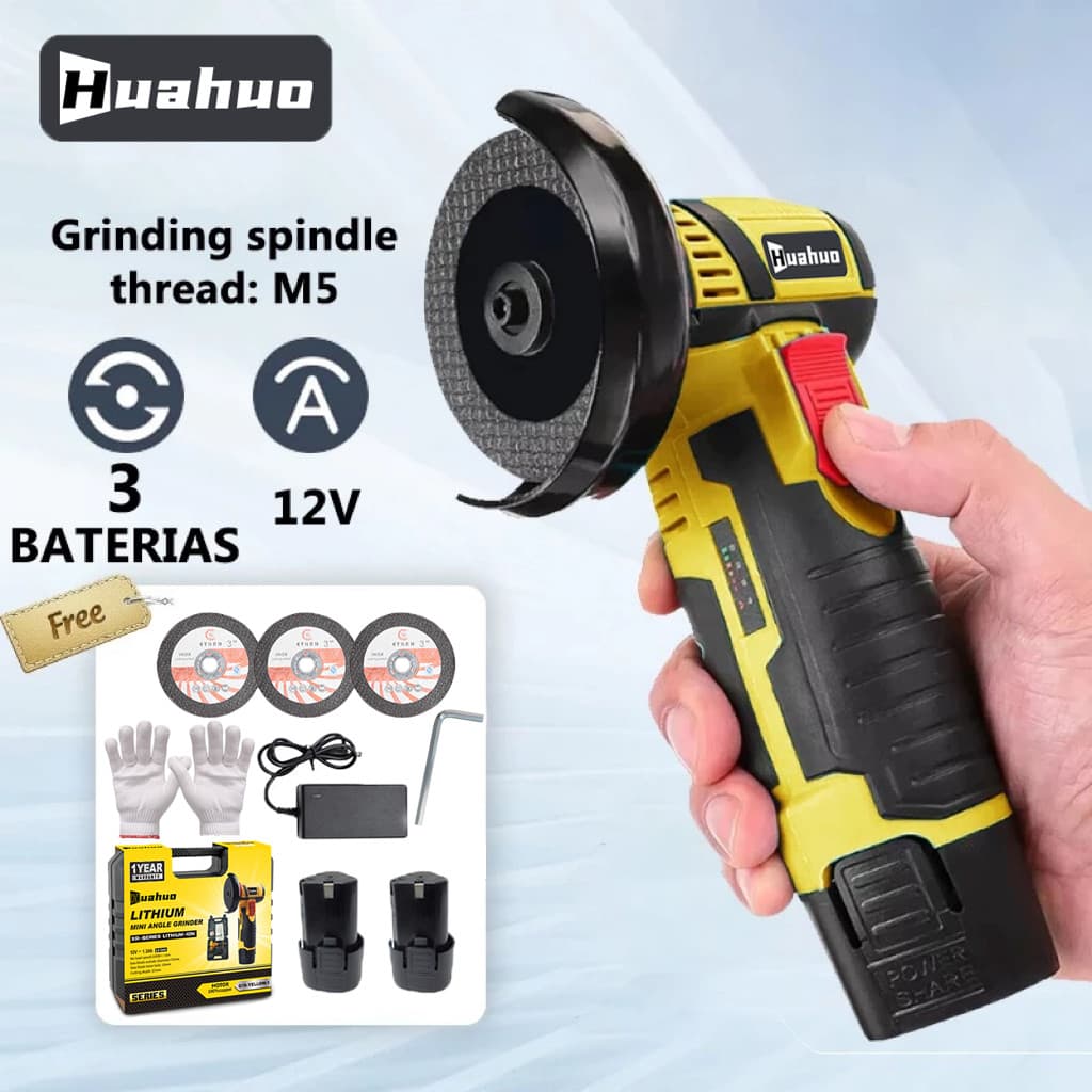 Esmerilhadeira Lixadeira Recarregável 12V Sem Fio Portátil  2 Baterias Serra Angular.