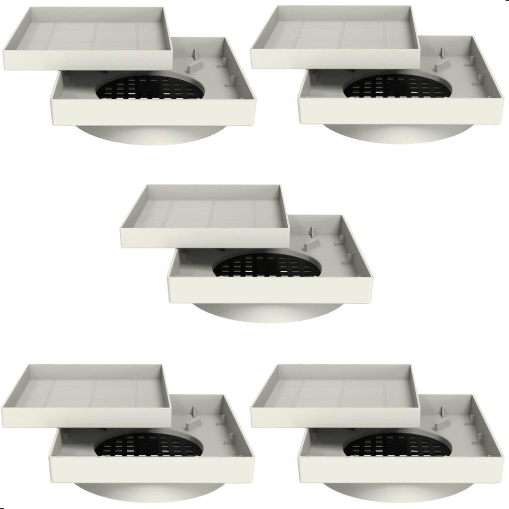 Kit Com 5 Ralos Oculto Invisível Anti Inseto 15x15 Branco