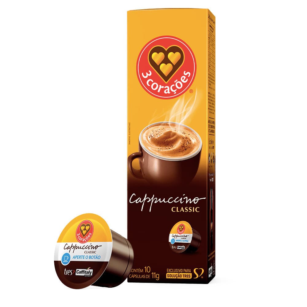 C谩psulas de Cappuccino Classic 3 Cora莽玫es - 10 un