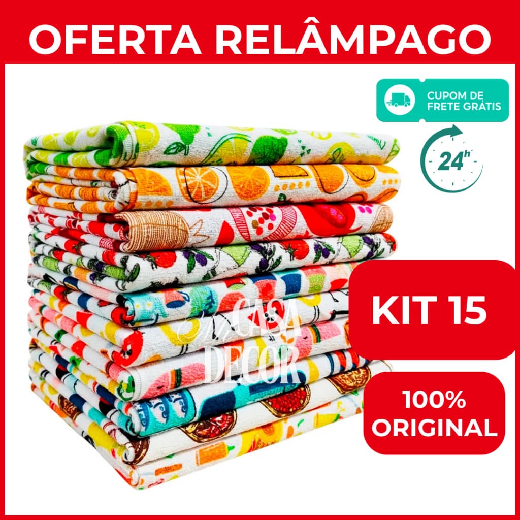 Novo Pano De Prato Atoalhado  Felpudo  15 Peças