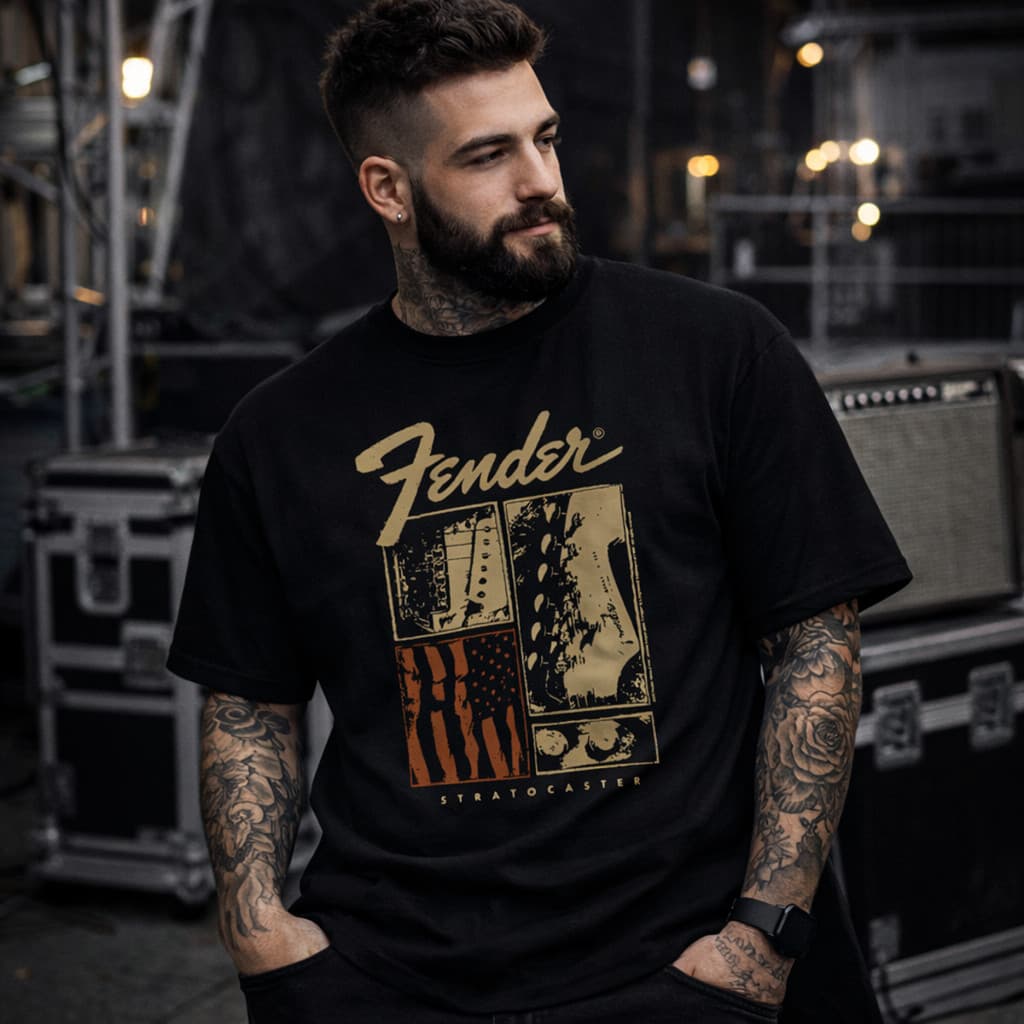 Camiseta Fender Stratocaster Camisa Algodão Premium Plus Size Masculino