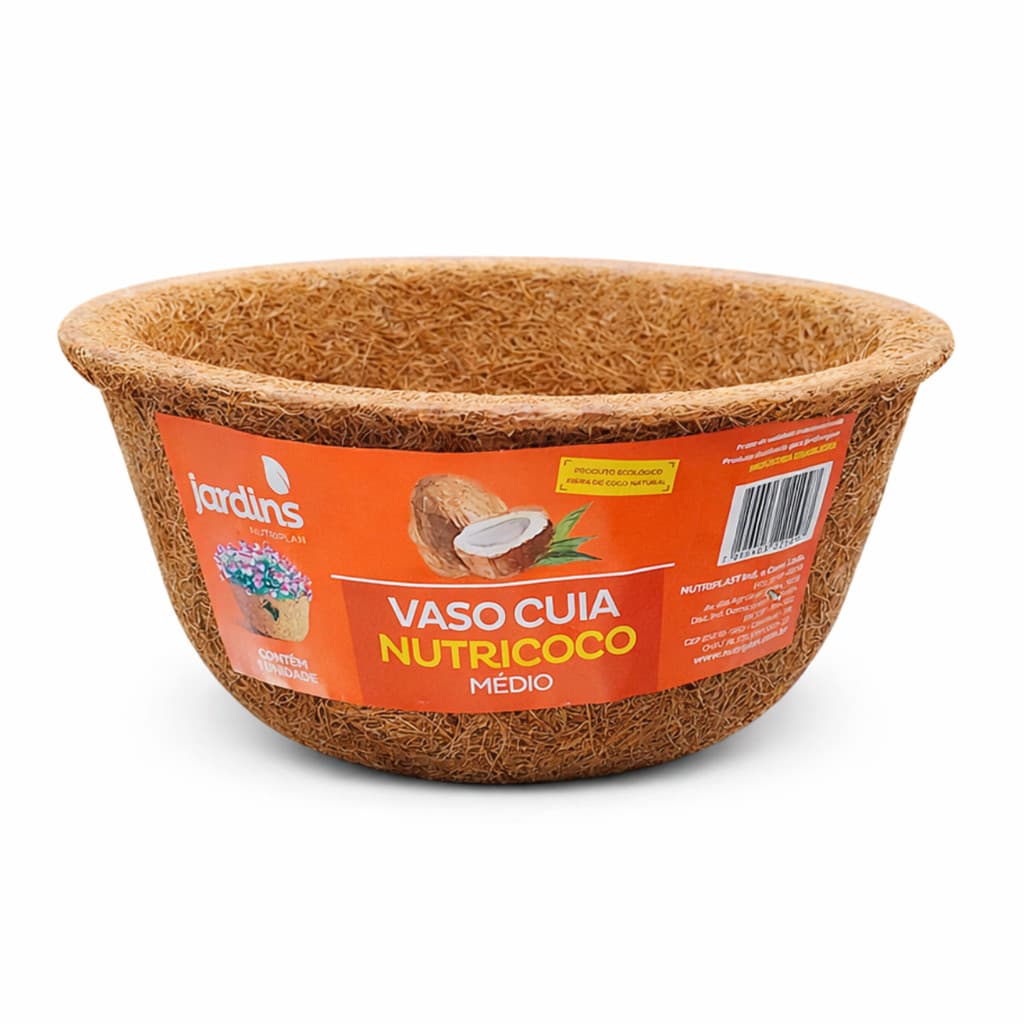 Vaso Fibra de Coco Xaxim Cuia 24x13cm Médio Nutricoco Ideal para Jardins Flores Alta Drenagem