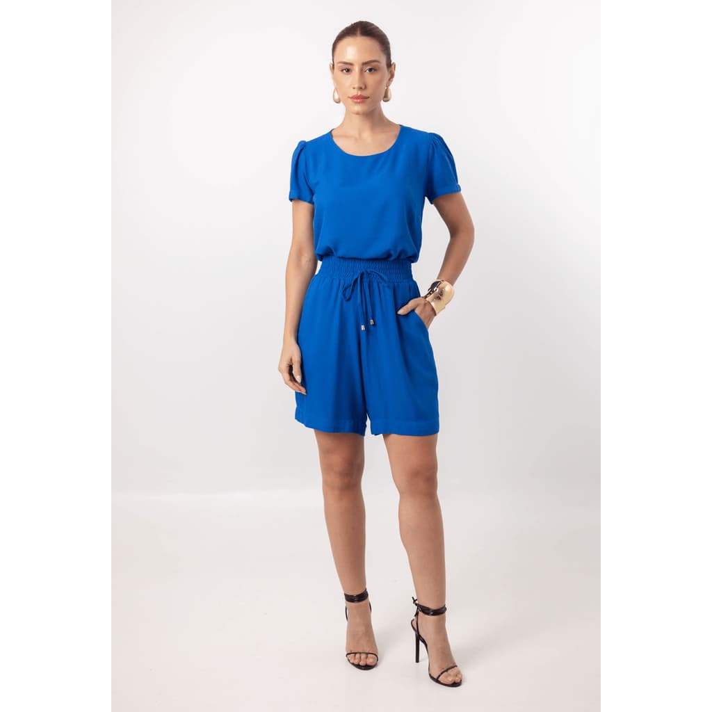 Conjunto Possui Blusa De Modelagem Soltinha Com Mangas Curtas,  Short  Com Cós Elástico E Amarração - Camila