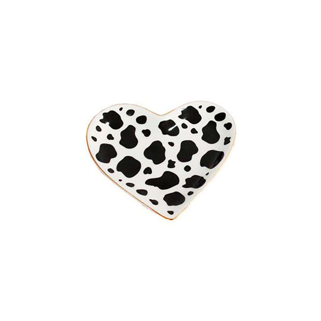 Mini Prato Coração Porcel.Animal Print Cow 11,5x12,5cm-Unid.