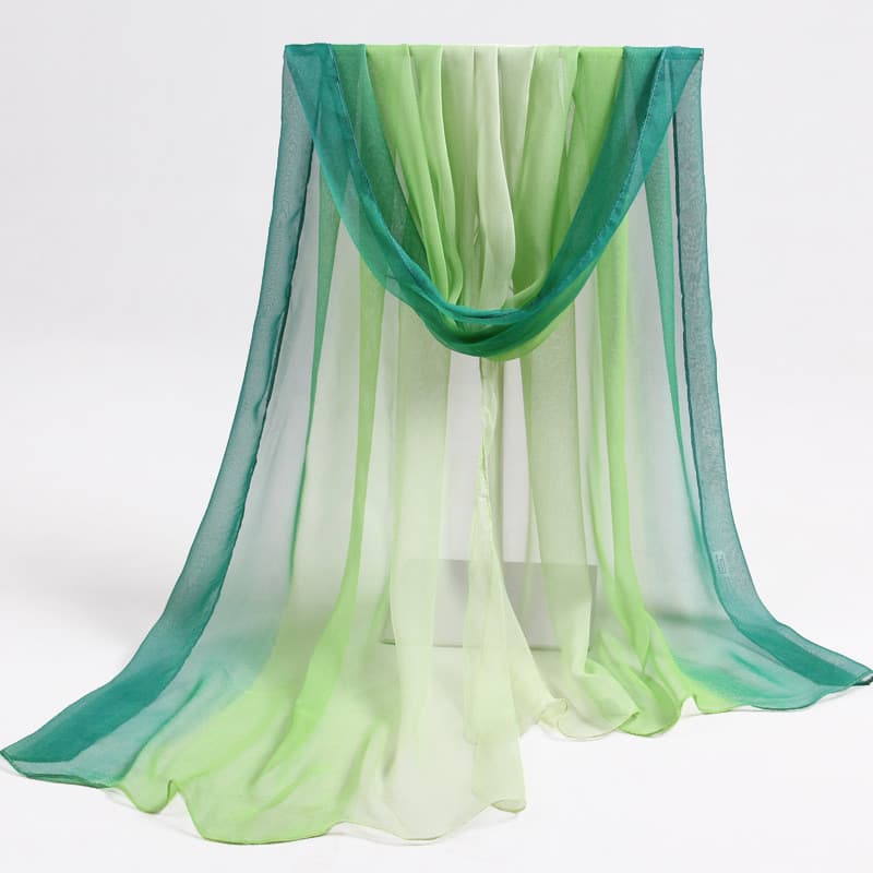 Georgeous fio lenço de seda feminino fio cachecol dança xale gradiente primavera verão outono inverno longo Chiffon corp