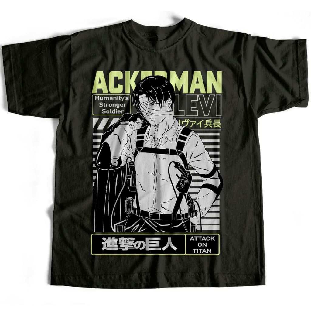 Camiseta Básica Capitão V48 Shingeki no Kyojin Estampada 100% Algodão Slim Várias Cores