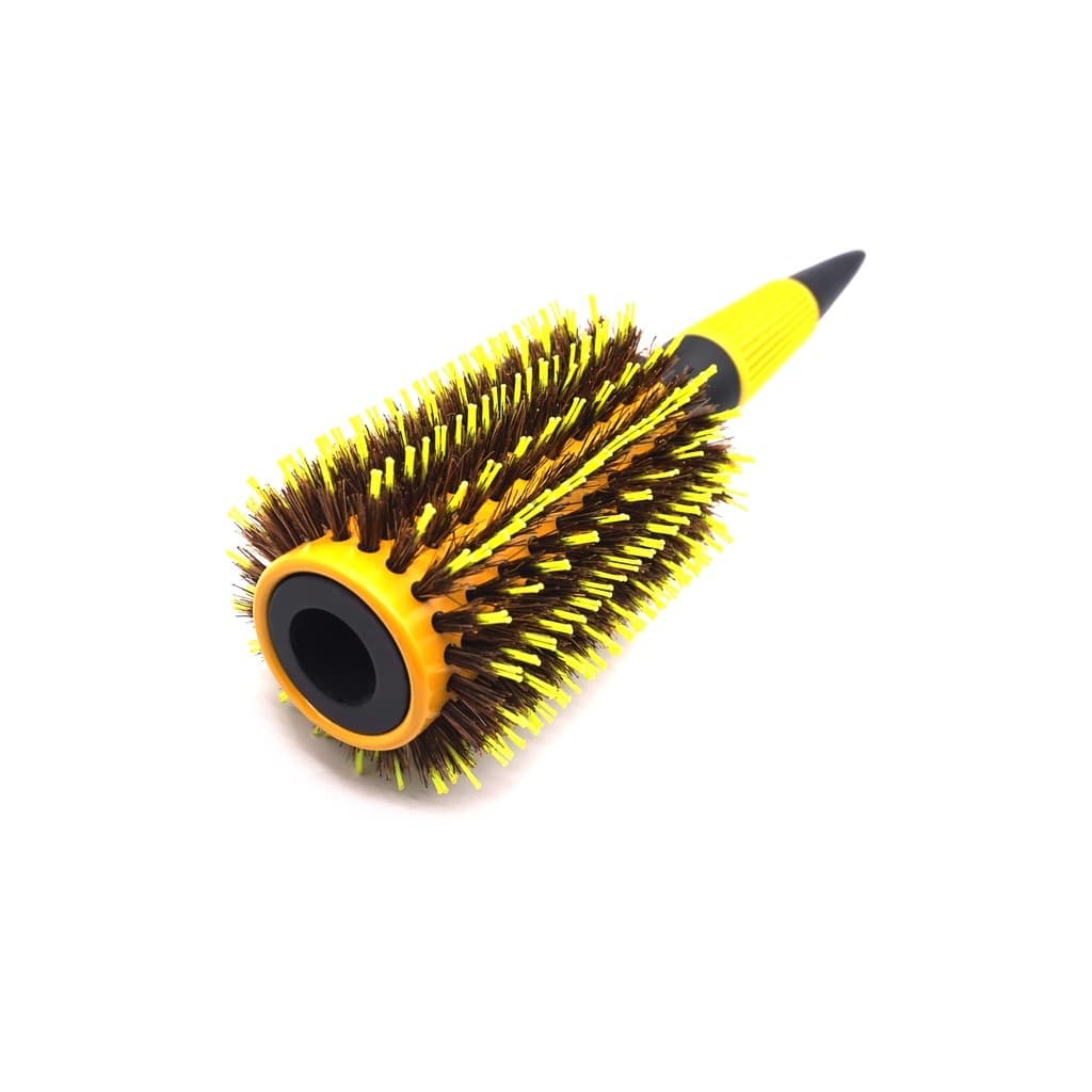 Escova de Cabelo Grande Profissional Cerâmica Cerdas de Javali de 7,0 cm de Diâmetro na Cor AMARELA Tamanho 20 Tamanho