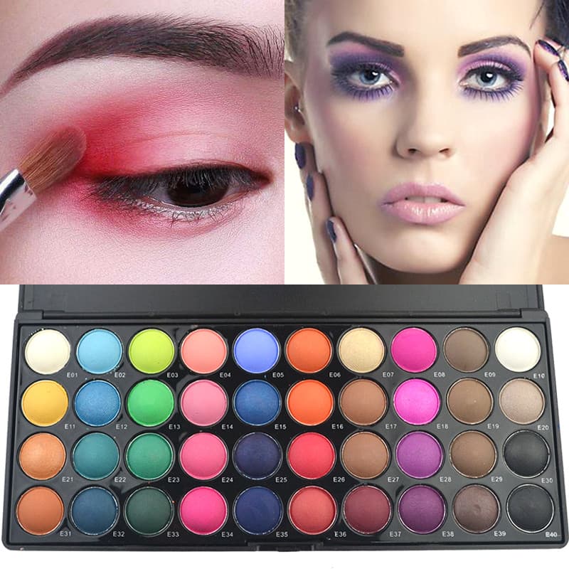 Paleta de sombras foscas de 40 cores, preto, branco, vermelho, amarelo, azul, verde, rosa, café, frio, quente, esfumaçad
