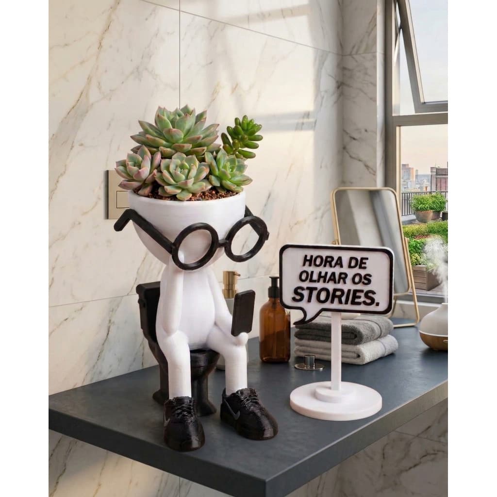 Kit Vaso Decorativo Robert Plant Livro ou Celular Banheiro Criativo