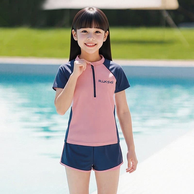 Verão crianças maiô meninas novo estilo saia dividida maiô meninas médio grande crianças terno de natação profissional