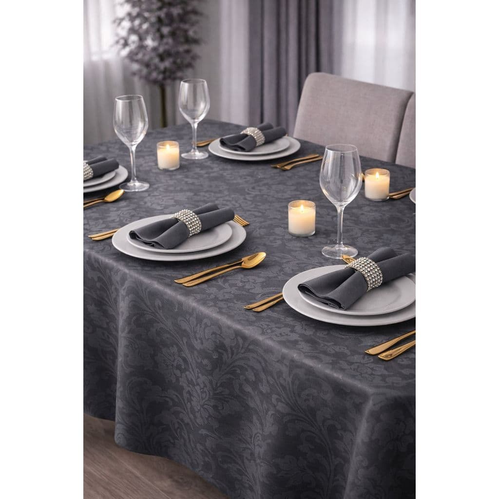 Toalha de Mesa Jacquard Luxo 4 6 8 Lugares Elegante Resistente Fácil Limpeza