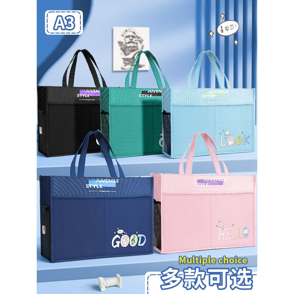 Bolsa de arte A3 grande 8 aberta Bolsa de arquivo 8k Bolsa de livro portátil Tipo com zíper à prova d'água Bolsa de mens