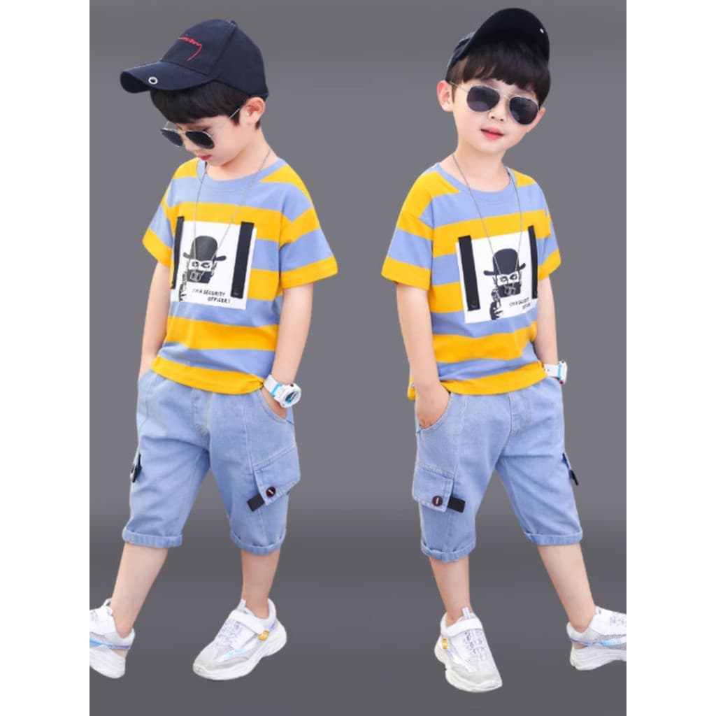 Crianças roupas infantis meninos ternos de verão moda novo estilo crianças médio grande crianças de manga curta verão me