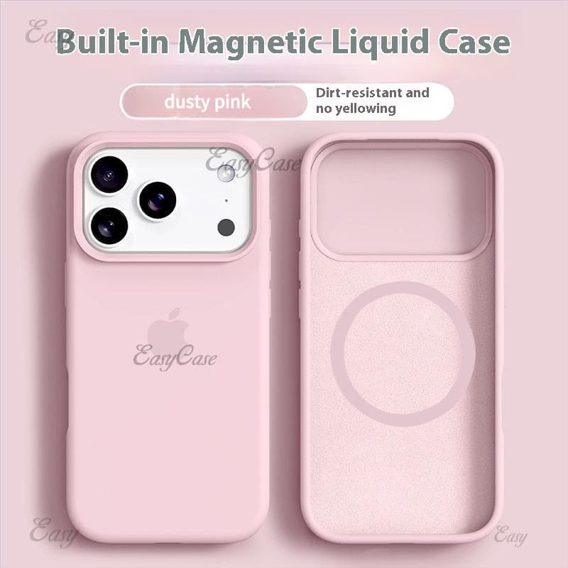 Capa protetora antiincrustante magnética de Silicone líquido com botão integrado AI, adequada para iPhone 17Air 16 15 17