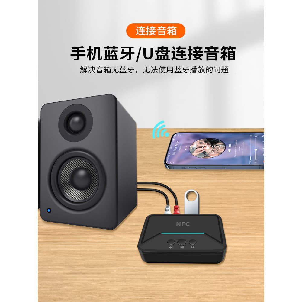 Lossless HIFI Bluetooth 5.0 Receptor de áudio sem fio nfc Amplificador de potência Alto-falante Interface AUX RCA Saída