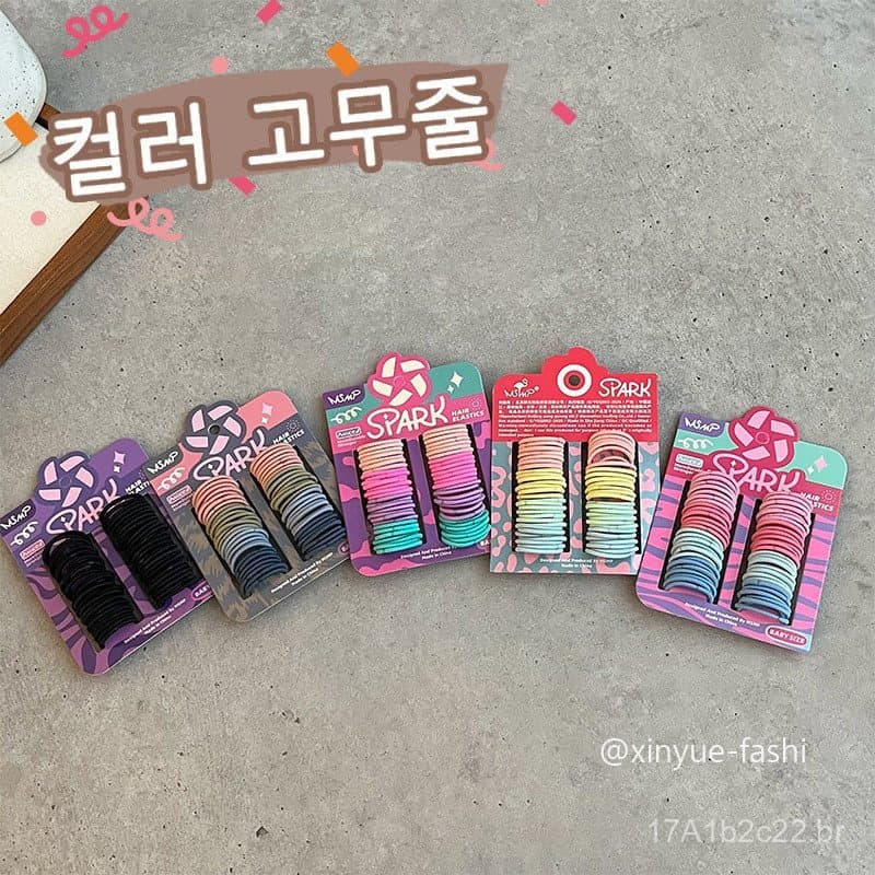Conjunto de elásticos de cabelo infantis coloridos e fofos com tema de moinho de vento, elásticos coloridos para rabo de