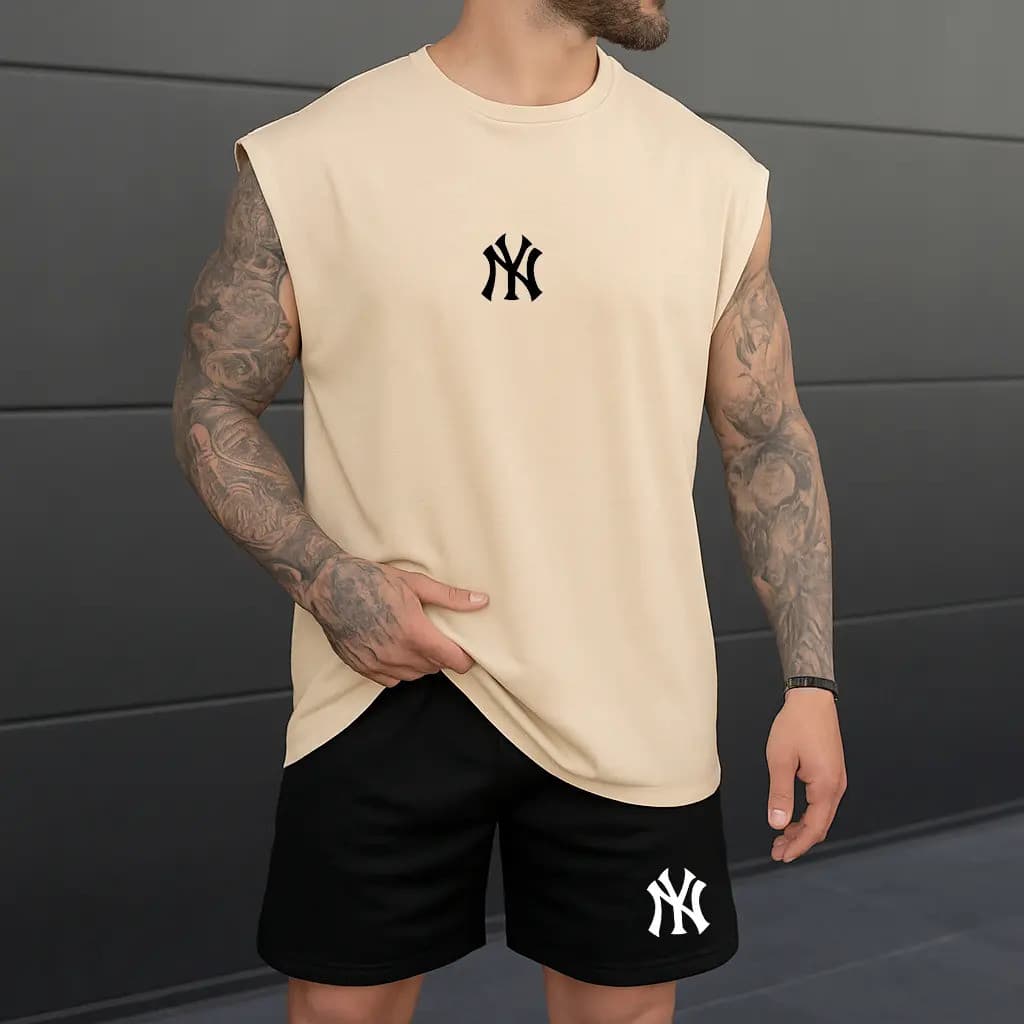 Conjunto Masculino Ny Camiseta E Short Tactel Casual