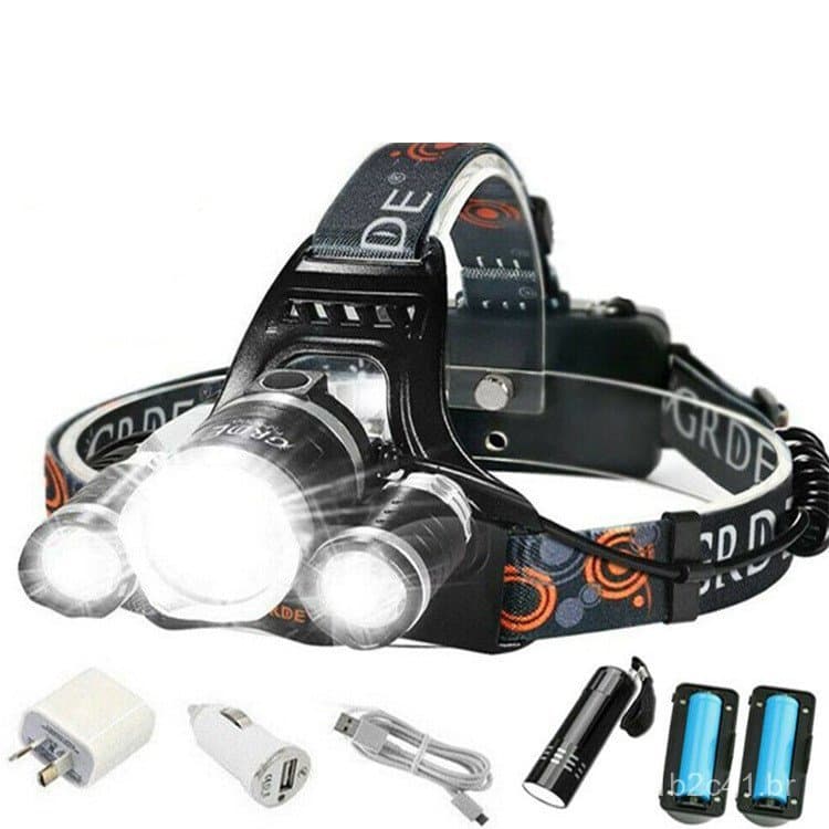 Lanterna de cabeça LED de alta potência, à prova d'água para uso externo, com sensor e recarregável.