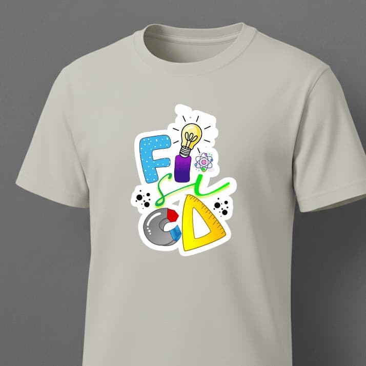 Camiseta Física Estampada – T-Shirt Preta Algodão Professor Estudante Ciência