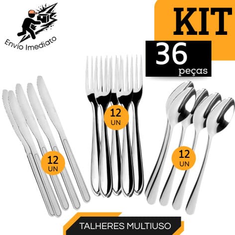 Jogo de Talheres 36 Peças Aço Inox Conjunto de Talheres Prime para Cozinha