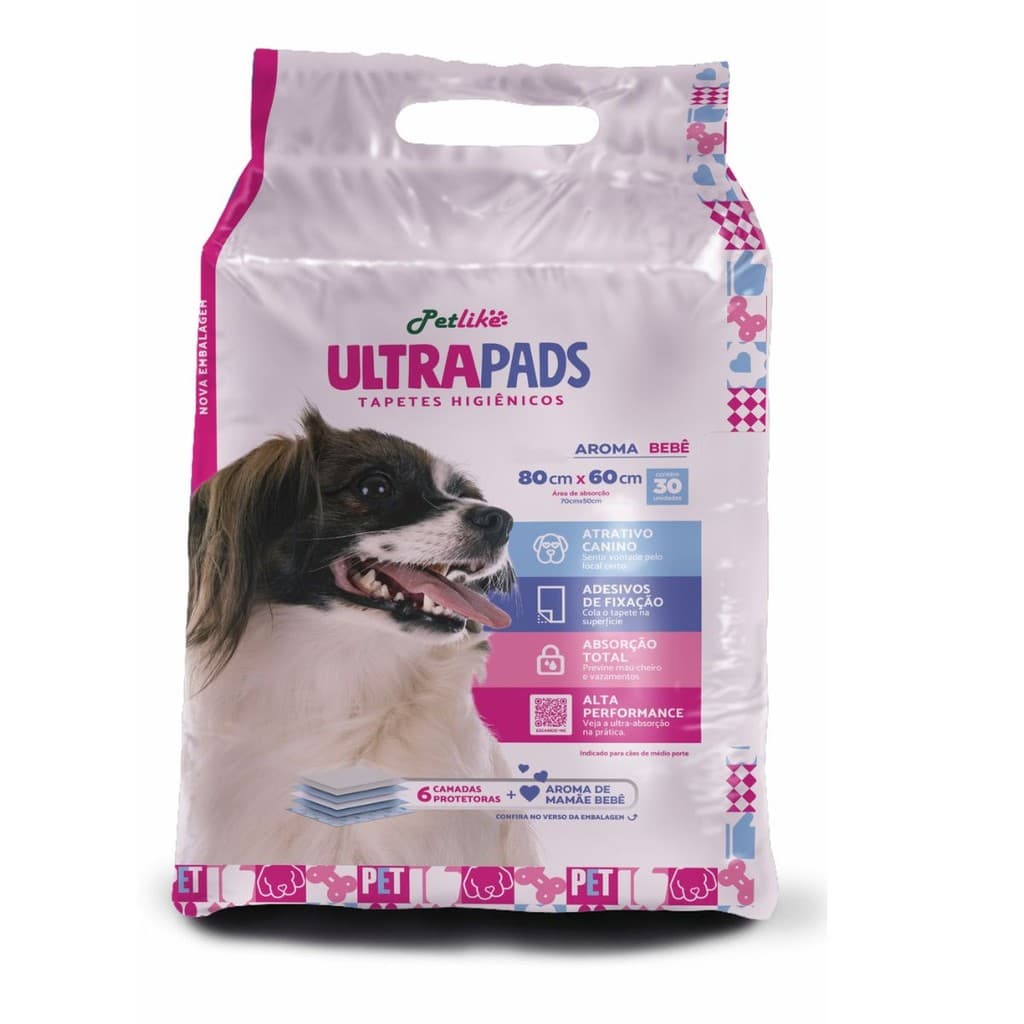 Tapete Higiênico Descartável Fragrância Bebê 80x60cm 30 unid