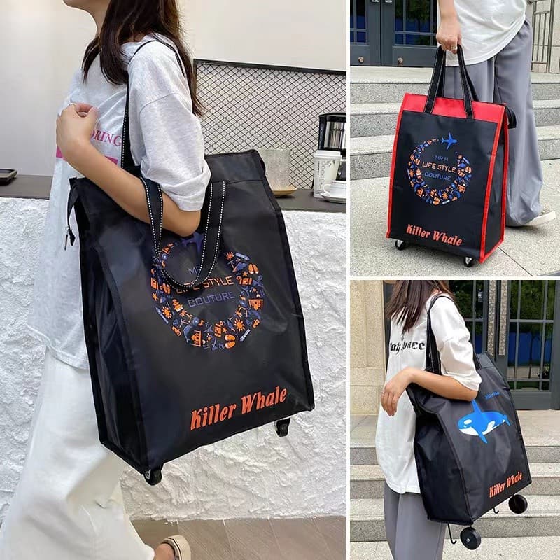 Qualidade japonesa Universal roda saco de viagem saco de compras Oxford pano portátil dobrável mochila saco de compras g