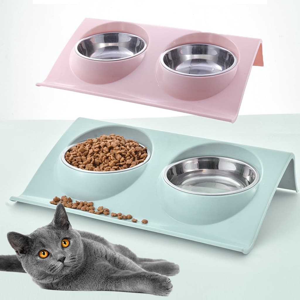 Comedouro E Bebara Premium Cães Gatos Cachorros Petedouro Pote Ração Duplo ps Tigela Inox Elevado