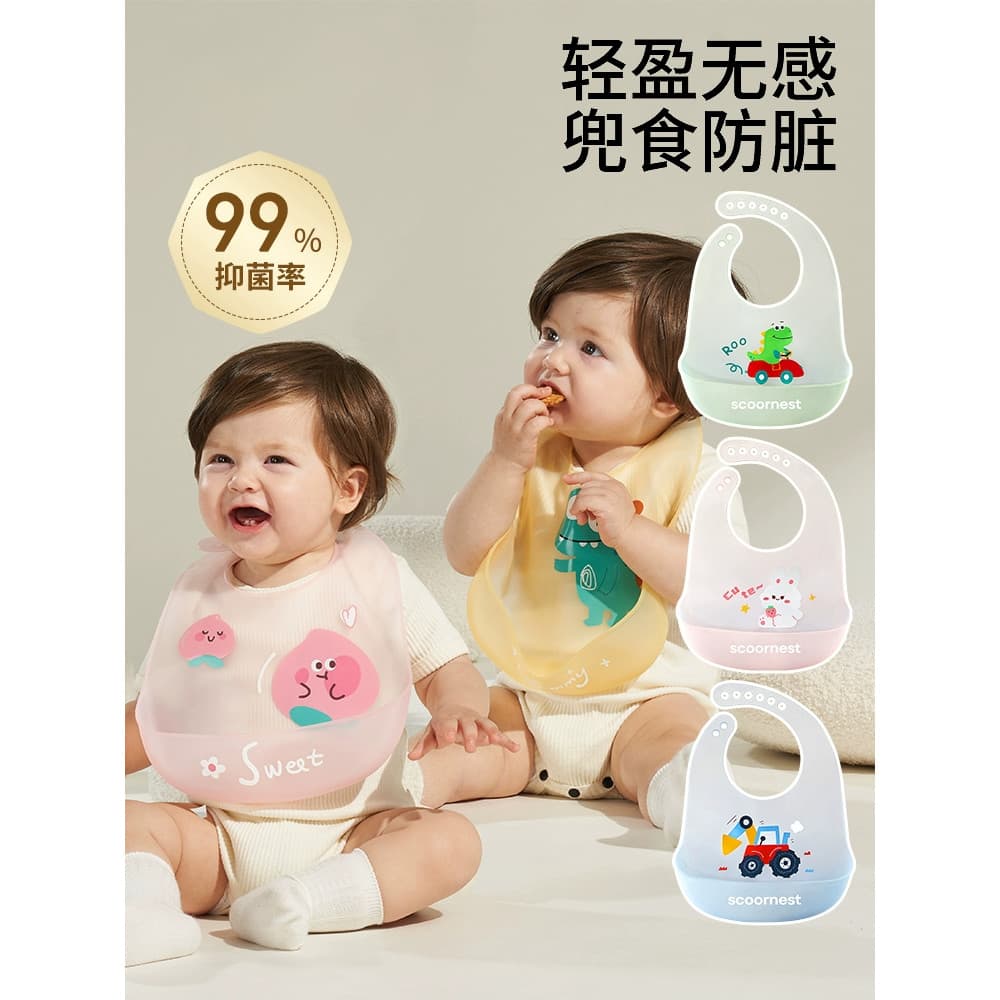 Bebê comer babador à prova dwaterproof água Silicone complementar comida bolso Super macio bebê portátil babador das cri