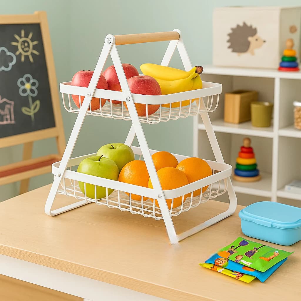 Fruteira Alça Madeira Cesto Frutas Legumes Rack Cozinha Organizador Prateleira Guardar