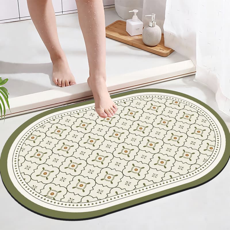 Luz de luxo francês banheiro pé esteira banheiro absorvente Anti-deslizamento estilo creme pequeno fresco casa lavatório